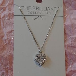CZ Diamond Silver Heart Necklace